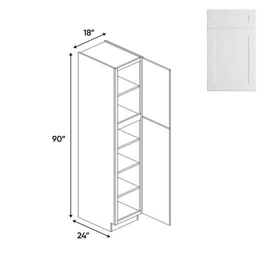 RTA White - Tall - Pantry Cabinets - 90"H x 18"W x 24"D