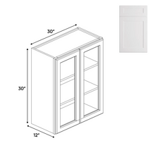 Load image into Gallery viewer, RTA - White - Double Glass Door Wall Cabinet - 30&quot;W x 30&quot;H x 12&quot;D