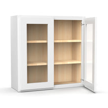 Load image into Gallery viewer, RTA - White - Double Glass Door Wall Cabinet - 30&quot;W x 30&quot;H x 12&quot;D