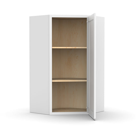 RTA - White Diagonal Corner Wall Cabinets - 24"W x 30"H x 12"D
