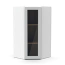 Load image into Gallery viewer, RTA - White Diagonal Corner Glass Door Wall Cabinets - 36&quot;H x 27&quot;W x 15&quot;D