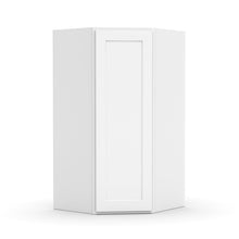 Load image into Gallery viewer, RTA - White Diagonal Corner Wall Cabinets - 36&quot;H x 27&quot;W x 15&quot;D