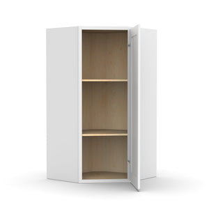 RTA - White Diagonal Corner Wall Cabinets - 36"H x 27"W x 15"D