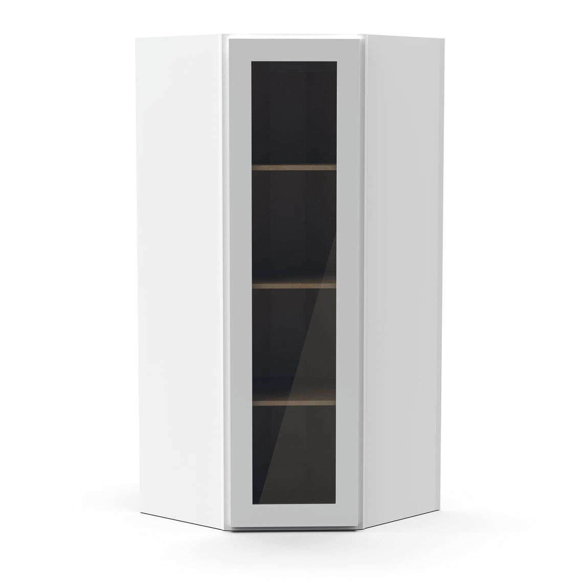 RTA - White Diagonal Corner Glass Door Wall Cabinets - 42