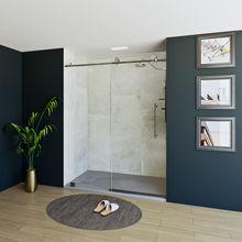 Load image into Gallery viewer, 60&quot; X 76&quot; Armani Grey Alcove Shower Wall Kit - Shower Door / Wall System / Solid Surface Shower Base Tray with Covered Drain