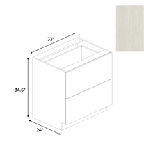 Load image into Gallery viewer, RTA - White Frozen Wood Textured - 2 Drawer Base Cabinet - 33&quot;W x 34.5&quot;H x 24&quot;D - Frameless Cabinet