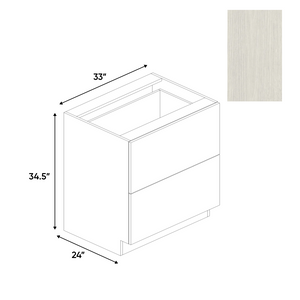 RTA - White Frozen Wood Textured - 2 Drawer Base Cabinet - 33"W x 34.5"H x 24"D - Frameless Cabinet