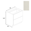 Load image into Gallery viewer, RTA - White Frozen Wood Textured - 2 Drawer Base Cabinet - 36&quot;W x 34.5&quot;H x 24&quot;D - Frameless Cabinet