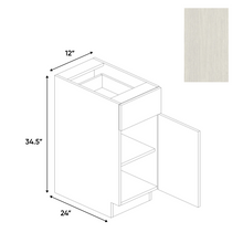 Load image into Gallery viewer, RTA - White Frozen Wood Textured - Single Door Base Cabinet - 12&quot;W x 34.5&quot;H x 24&quot;D - Frameless Cabinet