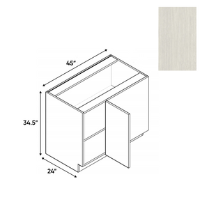 RTA - White Frozen Wood Textured - Blind Corner Base Cabinet - 45"W x 34.5"H x 24"D - Frameless Cabinet