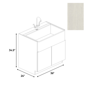 RTA - White Frozen Wood Textured - Farm Sink Base Cabinet - 36"W x 34.5"H x 24"D - Frameless Cabinet