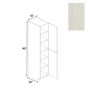 RTA - White Frozen Wood Textured - Tall Pantry Cabinet - 15"W x 90"H x 24"D - Frameless Cabinet