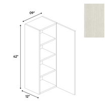 Load image into Gallery viewer, RTA - White Frozen Wood Textured - Wall Cabinet - 9&quot;W x 42&quot;H x 12&quot;D - Frameless Cabinet