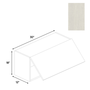 RTA - White Frozen Wood Textured - Wall Upper Cabinet - 30"W x 18"H x 12"D - Frameless Cabinet