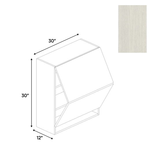 RTA - White Frozen Wood Textured - Wall Upper Cabinet - 30"W x 30"H x 12"D - Frameless Cabinet