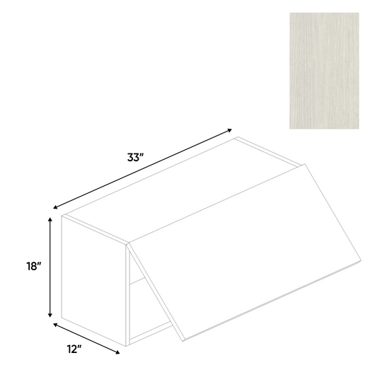 RTA - White Frozen Wood Textured - Wall Upper Cabinet - 33"W x 18"H x 12"D - Frameless Cabinet