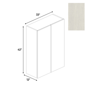 RTA - White Frozen Wood Textured - Wall Cabinet - 33"W x 42"H x 12"D - Frameless Cabinet