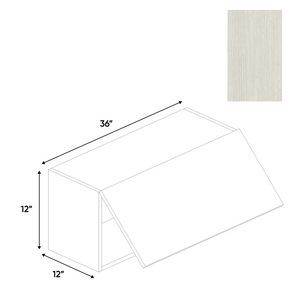 RTA - White Frozen Wood Textured - Wall Upper Cabinet - 36"W x 12"H x 12"D - Frameless Cabinet