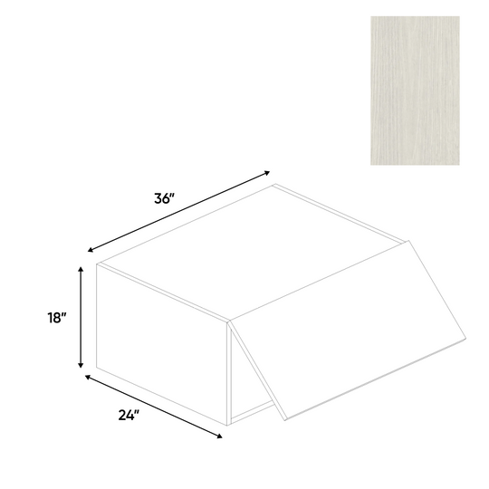 RTA - White Frozen Wood Textured - Wall Upper Cabinet - 36"W x 18"H x 24"D - Frameless Cabinet