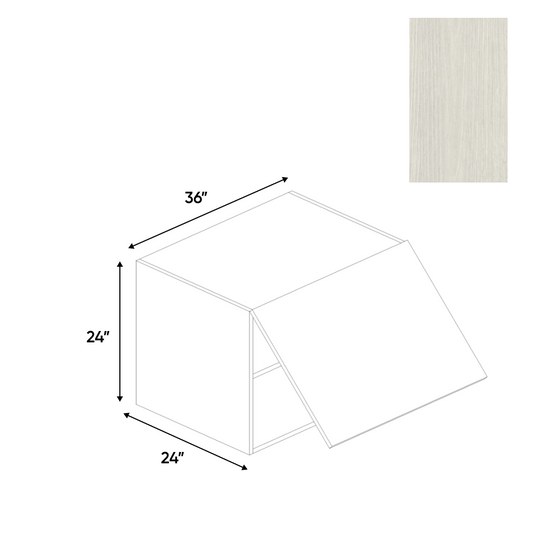 RTA - White Frozen Wood Textured - Wall Upper Cabinet - 36"W x 24"H x 24"D - Frameless Cabinet