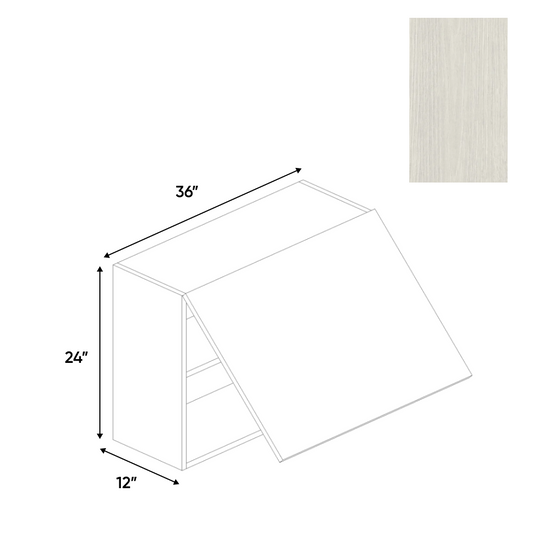 RTA - White Frozen Wood Textured - Wall Upper Cabinet - 36"W x 24"H x 12"D - Frameless Cabinet