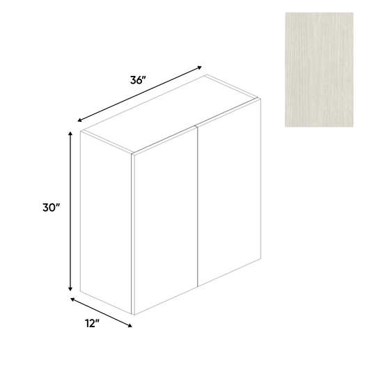 RTA - White Frozen Wood Textured - Wall Cabinet - 36"W x 30"H x 12"D - Frameless Cabinet