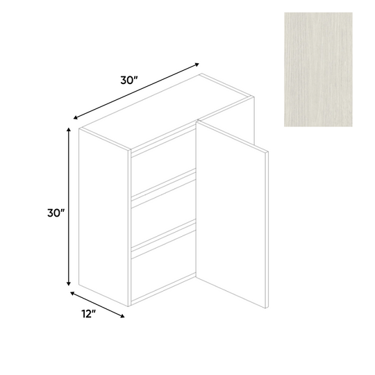 RTA - White Frozen Wood Textured - Wall Blind Corner Cabinet - 30"W x 30"H x 12"D - Frameless Cabinet