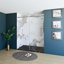 Load image into Gallery viewer, 60&quot; X 76&quot; Armani Grey Alcove Shower Wall Kit - Shower Door / Wall System / Solid Surface Shower Base Tray with Covered Drain