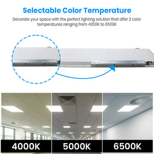 1 ft. x 4 ft. LED Flat Panel Light 20W/30W/40W Wattage Adjustable, 4000k/5000K/6500K CCT Changeable, Dip Switch, 0-10V Dim, 120-277V, ETL, DLC 5.1, Recessed Back-lit Fixture