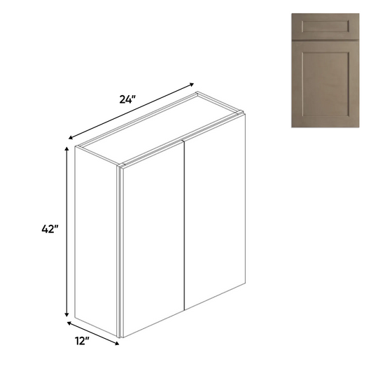 RTA - Newport Millstone - Double Door Wall Cabinet - 24"W x 42"H x 12"D