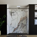 Load image into Gallery viewer, 60&quot; X 76&quot; Armani Grey Alcove Shower Wall Kit - Shower Door / Wall System / Solid Surface Shower Base Tray with Covered Drain