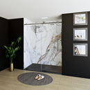 Load image into Gallery viewer, 60&quot; X 76&quot; Armani Grey Alcove Shower Wall Kit - Shower Door / Wall System / Solid Surface Shower Base Tray with Covered Drain