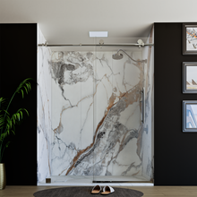 Load image into Gallery viewer, 60&quot; X 76&quot; Armani Grey Alcove Shower Wall Kit - Shower Door / Wall System / Solid Surface Shower Base Tray with Covered Drain