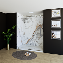 Load image into Gallery viewer, 60&quot; X 76&quot; Armani Grey Alcove Shower Wall Kit - Shower Door / Wall System / Solid Surface Shower Base Tray with Covered Drain