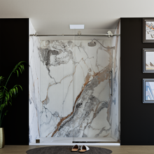 Load image into Gallery viewer, 60&quot; X 76&quot; Armani Grey Alcove Shower Wall Kit - Shower Door / Wall System / Solid Surface Shower Base Tray with Covered Drain