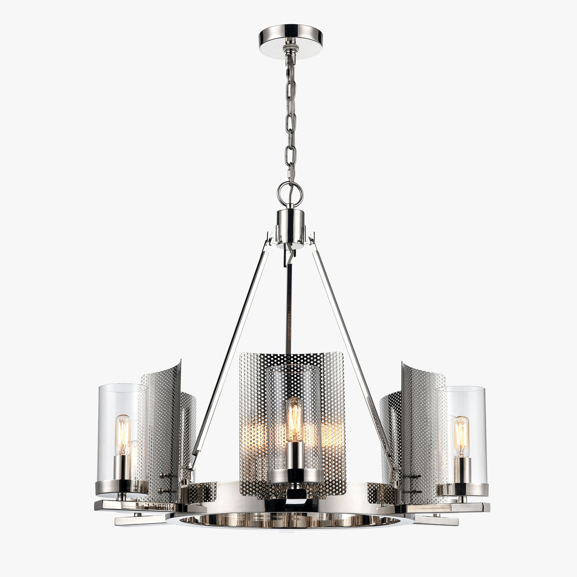 6-Light Chandeliers Chrome Finish with Clear glass, E12 Base