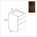 Load image into Gallery viewer, RTA - Portland Chestnut - Three Drawer Base Cabinets - 24&quot;W x 34.5&quot;H x 24&quot;D