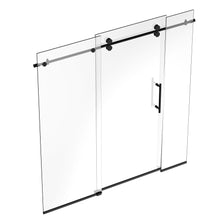 Load image into Gallery viewer, Ivanees 72 In. W X 76 In. H Frameless Single Sliding Glass Shower Door With 3 Glass Panels &amp; 8mm Clear Tempered Glass- Barn Door Style