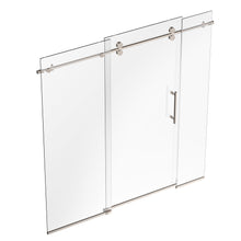 Load image into Gallery viewer, Ivanees 72 In. W X 76 In. H Frameless Single Sliding Glass Shower Door With 3 Glass Panels &amp; 8mm Clear Tempered Glass- Barn Door Style