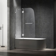 Load image into Gallery viewer, Ivanees 60 In. H x 45 In. W Hinged Frameless French Glass Bathtub Door