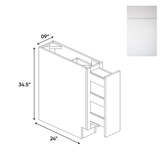 RTA - Sonoma White - Spice Rack Base Cabinets - 9"W x 34.5"H x 24"D