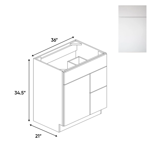 RTA - Sonoma White - Vanity Sink Drawer Base Cabinets - 36"W x 34.5"H x 21"D - SOW-VSDC36L