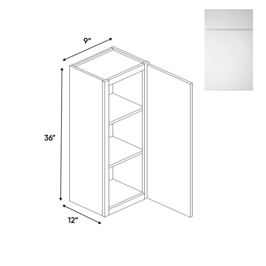 RTA - Sonoma White - 36"Height Single Door Wall Cabinets - 9"W x 36"H x 12"D