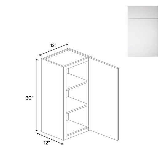 RTA - Sonoma White - 30"Height Single Door Wall Cabinets - 12"W x 30"H x 12"D