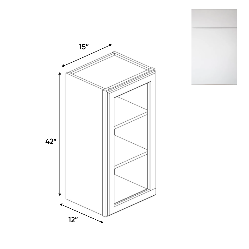 RTA - Sonoma White - Single Glass Door Wall Cabinets - 15
