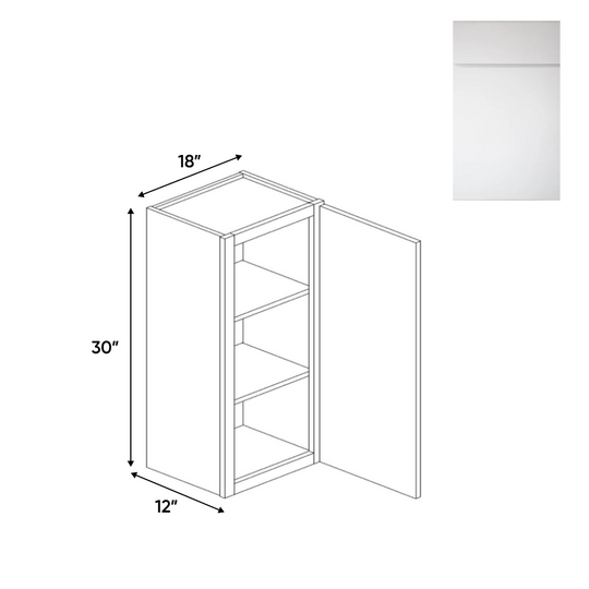RTA - Sonoma White - 30"Height Single Door Wall Cabinets - 18"W x 30"H x 12"D