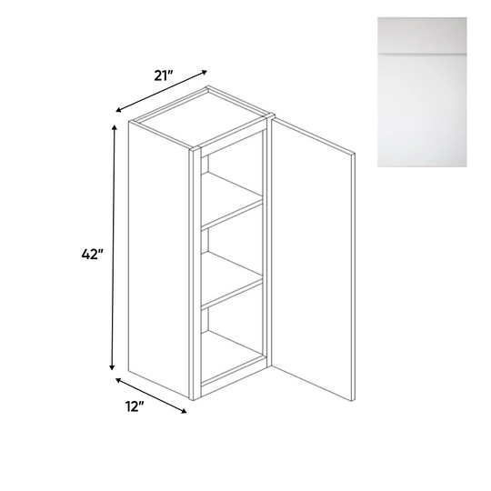 RTA - Sonoma White - 42"Height Single Door Wall Cabinets - 21"W x 42"H x 12"D