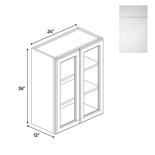 RTA - Sonoma White - Double Glass Door Wall Cabinets - 24