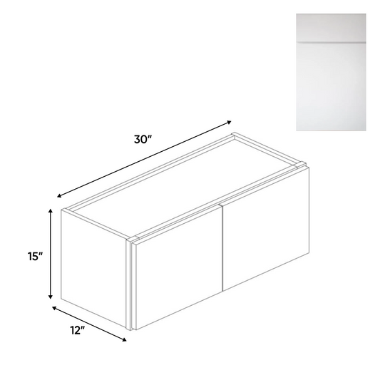 RTA - Sonoma White - 15"Height Double Door Wall Cabinets - 30"W x 15"H x 12"D