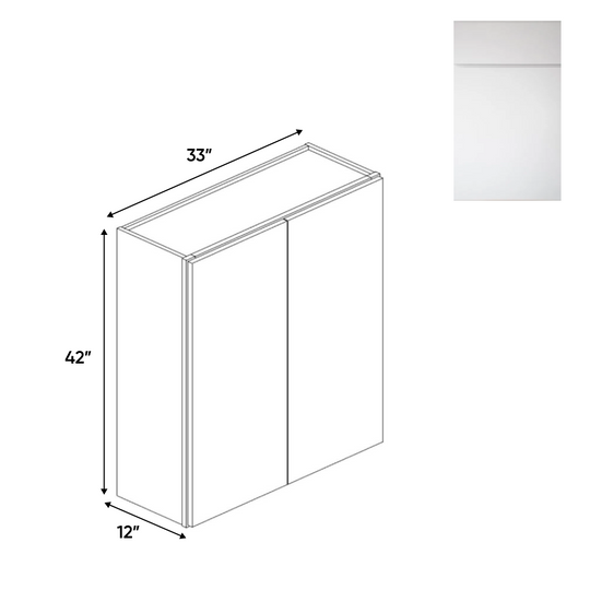 RTA - Sonoma White - 42"Height Double Door Wall Cabinets - 33"W x 42"H x 12"D
